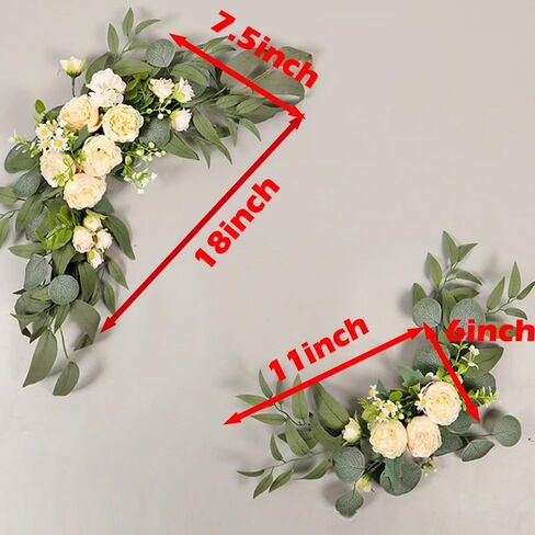H&W 2pcs Artificial Wedding Arch Flowers for Wedding Sign, Floral Swag Dusty Wedding Decor for Wedding Reception Ceremony Backdrop Sweetheart Table (Grass heart-Peony) in Saudi Arabia