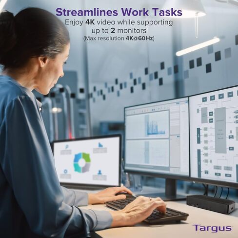 Targus USB C Docking Station Universal DV4K, USB C Laptop Docking Station Dual Monitor 2 HDMI, 65W Power, DisplayLink Works w/Operating Systems Like Windows, Mac, Android, iOS (DOCK310USZ) (Renewed) in Saudi Arabia