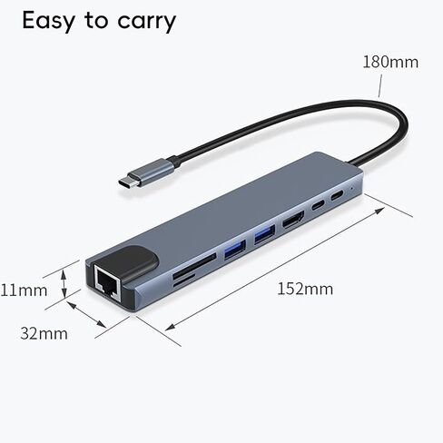 محطة الإرساء السطحية 2 للسطح ، محطة الإرساء السطحية 8-in-1 4K@30Hz إخراج 100W PD شحن Ethernet 100 ميجابت في الثانية ، لاستوديو الكمبيوتر المحمول السطحي ، الكمبيوتر المحمول ، GO Surface ، Surface Book 2 in Kuwait