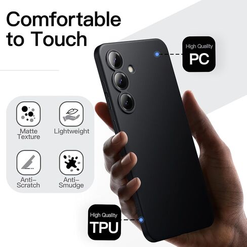 JETech Slim Case for Samsung Galaxy S25 Ultra 5G with Camera Lens Full Protection, Ultra-Thin Lightweight Matte Finish Minimalist Protective Phone Cover (Titanium Black) in Saudi Arabia