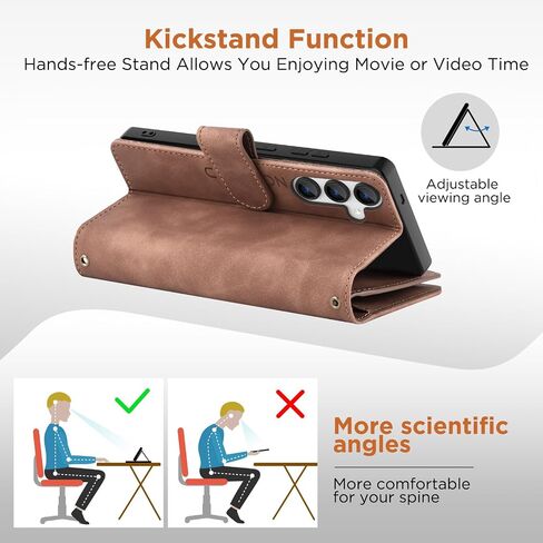 for Samsung Galaxy A16-5G-Wallet Case: with RFID Blocking Card Slots (6 Cards) | Soft PU Leather Magnetic Snap Zipper Pocket | Crossbody Wrist Strap Protective Phone Cover - Coffee in Saudi Arabia
