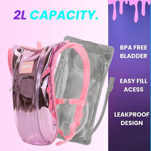 LED HYDROPACK RAVE HAYDRATION PARK - المهرجان ، المشي لمسافات طويلة ، والتشغيل للنساء والرجال - 2 لتر مضاد للتسرب - الجيوب المضادة للسرقة - إكسسوارات الهذيان - Music & EDM Festival Essentials in Saudi Arabia