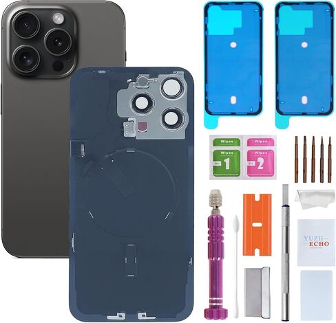 Back Glass Replacement for iPhone 15 Pro Max(6.7 inches,Blue Titanium) Integrated Glass & Wireless Charging Repair Tools are Included in Kuwait