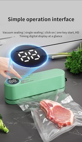Mini Food Saver Vacuum Sealer Machine 2025 تم تحديثه ، 3 في 1 سلادة سلكية قابلة لإعادة الشحن اللاسلكي ، آلة السداد الحرارية للحفاظ على الطعام لتخزين الطعام الجاف/الرطب (الأخضر) in Kuwait