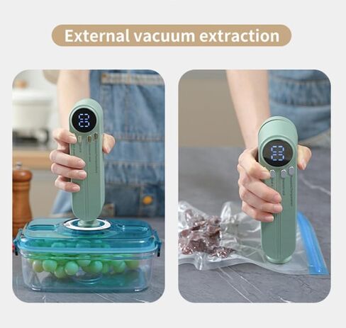 Mini Food Saver Vacuum Sealer Machine 2025 تم تحديثه ، 3 في 1 سلادة سلكية قابلة لإعادة الشحن اللاسلكي ، آلة السداد الحرارية للحفاظ على الطعام لتخزين الطعام الجاف/الرطب (الأخضر) in Kuwait