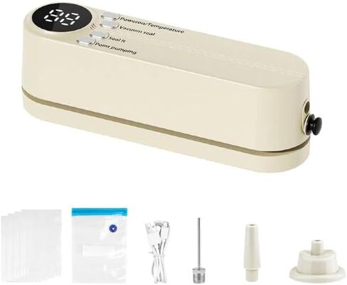 Mini Food Saver Vacuum Sealer Machine 2025 تم تحديثه ، 3 في 1 سلادة سلكية قابلة لإعادة الشحن اللاسلكي ، آلة السداد الحرارية للحفاظ على الطعام لتخزين الطعام الجاف/الرطب (الأخضر) in Kuwait