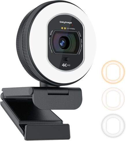 4K HD Webcam with Fill Light – TOF Fast Autofocus, 1080P@60FPS Support, Built-in Privacy Shutter + Dual Noise-Canceling Mics, Plug & Play in Kuwait