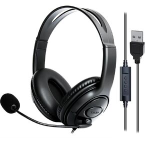 Computer USB Headset with Mic, Wired Headphones with Microphone for PC, Laptop (Black Slender) in Kuwait