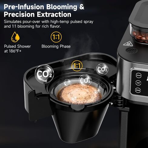 Drip Coffee Maker with Built-in Grinder, 10-Cup Coffee Machine with 24-Hour Delay Timer, Touch Screen, Self-Cleaning, Reusable Filter, 1.5L Removable Water Tank, Warming Plate, Silver in Saudi Arabia