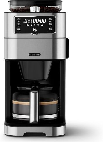 Drip Coffee Maker with Built-in Grinder, 10-Cup Coffee Machine with 24-Hour Delay Timer, Touch Screen, Self-Cleaning, Reusable Filter, 1.5L Removable Water Tank, Warming Plate, Silver in Saudi Arabia