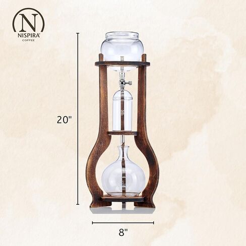 Nispira Iced Coffee Cold Brew Drip Tower Coffee Maker Wooden, 6-8 cup in Saudi Arabia