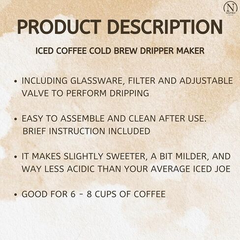 Nispira Iced Coffee Cold Brew Drip Tower Coffee Maker Wooden, 6-8 cup in Saudi Arabia