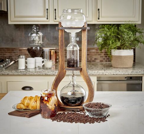 Nispira Iced Coffee Cold Brew Drip Tower Coffee Maker Wooden, 6-8 cup in Saudi Arabia