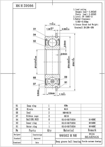 (10 Qty) PGN - 99502HNR Snap Ring & Sealed Ball Bearing - 5/8"x1-3/8"x7/16" - Replacement for Go Kart - Wheel Hub - Mini Bikes and Lawn Mowers in Saudi Arabia