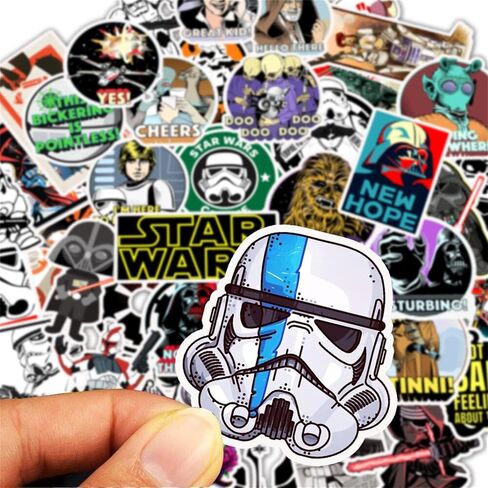 Cartoon Star War Stickers for Kids, 50pcs Vinyl Waterproof Cool Movie Decal for Water Bottle Laptop Toy Sticker for DIY Decorate Bumper Phone Hard Hat Kids Teens Gifts in Kuwait