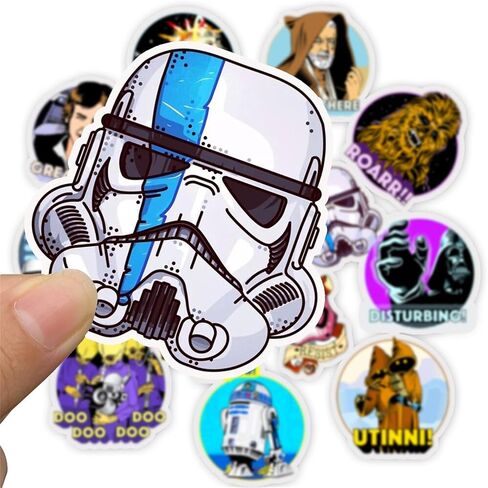 Cartoon Star War Stickers for Kids, 50pcs Vinyl Waterproof Cool Movie Decal for Water Bottle Laptop Toy Sticker for DIY Decorate Bumper Phone Hard Hat Kids Teens Gifts in Kuwait
