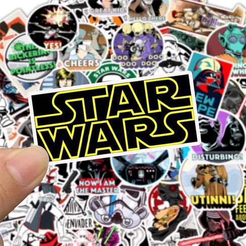 Cartoon Star War Stickers for Kids, 50pcs Vinyl Waterproof Cool Movie Decal for Water Bottle Laptop Toy Sticker for DIY Decorate Bumper Phone Hard Hat Kids Teens Gifts in Kuwait