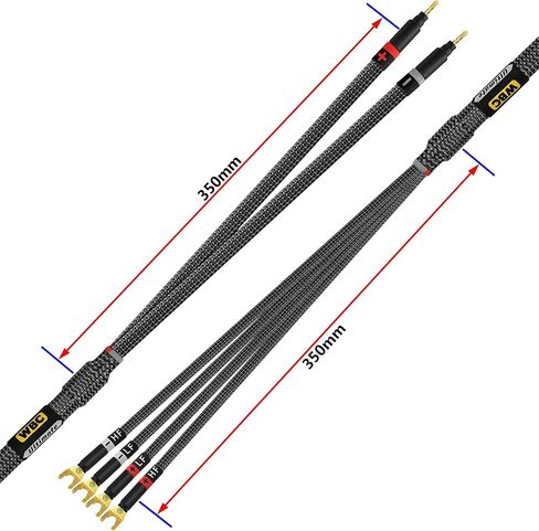 WORLDS BEST CABLES 3 Foot Ultimate - 7 AWG - Ultra-Pure OFC - Premium Audiophile HiFi Bi-Wire Speaker Cable for Center Channel - Eminence Gold Banana (x2) & Spade (x4) Plugs & Carbon Tweed Jacket in Saudi Arabia