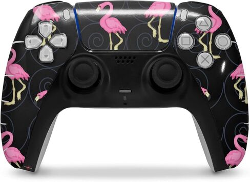 WraptorSkinz Skin Wrap compatible with Sony PS5 DualSense Controller Flamingos on Black (CONTROLLER NOT INCLUDED) in Saudi Arabia