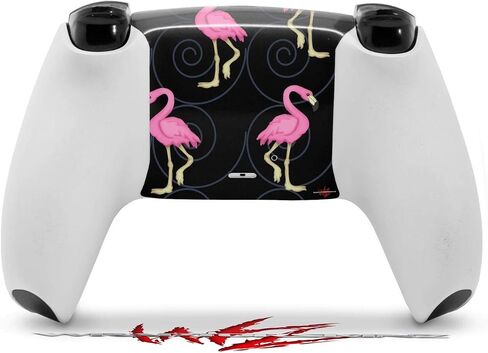 WraptorSkinz Skin Wrap compatible with Sony PS5 DualSense Controller Flamingos on Black (CONTROLLER NOT INCLUDED) in Saudi Arabia