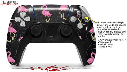 WraptorSkinz Skin Wrap compatible with Sony PS5 DualSense Controller Flamingos on Black (CONTROLLER NOT INCLUDED) in Saudi Arabia