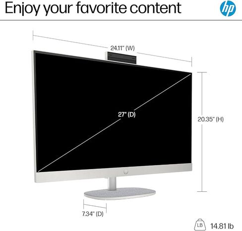 HP 27 بوصة الكمبيوتر المكتبي الكل في واحد-Intel 12-Cores Ultra 7-155u • 32GB DDR5 RAM ، 2TB SSD • عرض الشاشة التي تعمل باللمس FHD • Intel UHD Graphics • Windows 11 Pro • Wi-Fi 6 • HDMI in Saudi Arabia