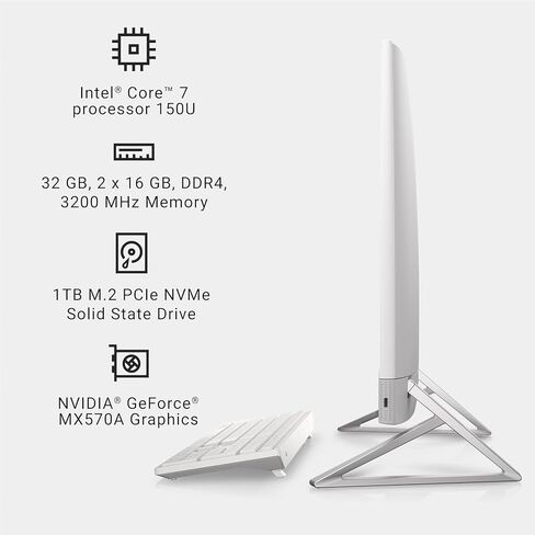 Dell Inspiron 27 "شاشة تعمل باللمس All-in-One-شاشة IPS 27" FHD ، Intel 10-Core 7 150U ، NVIDIA GEFORCE MX570A ، WI-FI 6E ، Windows 11 Pro PC للأعمال ، برنامج تشغيل DVD الخارجي | 32 جيجابايت ذاكرة الوصول العشوائي + 1 تيرابايت SSD in Kuwait