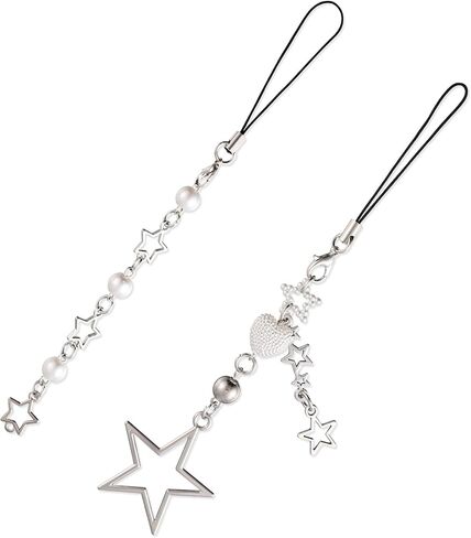 2 أجهزة كمبيوتر سحر هاتف نجم لطيف ، سحر الهاتف الخليوي Y2K الجمالي ، Star Phonecharm لحقائب حقيبة Backpack Wallet Cheychain Camera Decor in Saudi Arabia