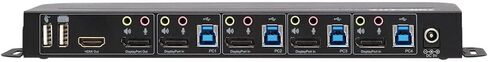 Tripp Lite 4 Port DisplayPort USB KVM Switch ، Quad Port DP USB KVM Switch ، 4K 60 Hz ، HDR ، HDCP 2.2 ، DP 1.4 ، USB 3.0 Cables ، Black (B005-DPUA4) in Saudi Arabia
