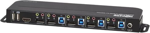 Tripp Lite 4 Port DisplayPort USB KVM Switch ، Quad Port DP USB KVM Switch ، 4K 60 Hz ، HDR ، HDCP 2.2 ، DP 1.4 ، USB 3.0 Cables ، Black (B005-DPUA4) in Saudi Arabia