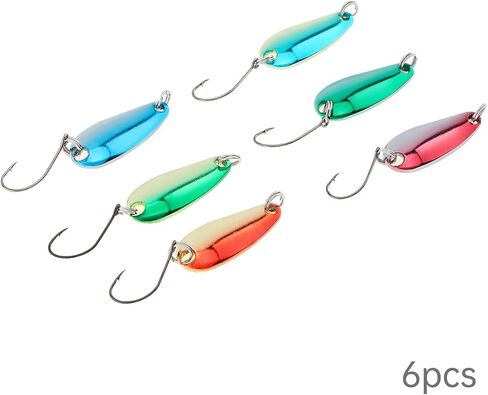 6pcs Fishing Spinner Lures Sequins, Spinners Fishing Lures Metal Spoon Bait for Pike Trout Bass Salmon in Saudi Arabia