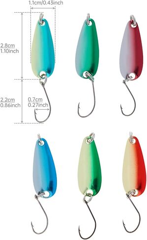 6pcs Fishing Spinner Lures Sequins, Spinners Fishing Lures Metal Spoon Bait for Pike Trout Bass Salmon in Saudi Arabia