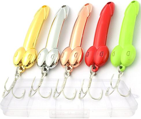 5Pcs Funny Fishing Lures for Men Freshwater Saltwater Fishing Equipment Fishing Spinner Baits for Bass/Trout Gag Gift for Valentine's Day, White Elephant Festival Father's Day in Saudi Arabia