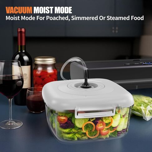 Vacuum Sealer Machine, 85KPA Automatic 8-IN-1 Sealing Dry/Moist Mode, Automatic Seal in 10-20 Seconds with 10 Vacuum Bags & 1 Roll, Built-in Cutter, Bag Storage & Vacuum Hose For Food Sealer in Saudi Arabia
