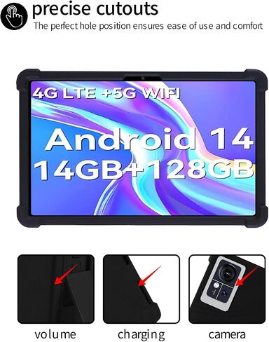 for ANTEMPER D106 10.1 Inch Tablet Case,BOVUGAC Soft Silicone Adjustable Stand Shockproof Kids Friendly for ANTEMPER D106 2025 10.1" Tablet(Black) in Saudi Arabia