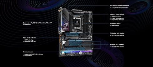 ASRock Z790 Riptide WiFi LGA1700 ATX Motherboard | Supports 14th/13th/12th Gen Intel | DDR5 8000+ (OC) | PCIe 5.0 | WiFi 7 | 8 SATA | 16+1+1 Power Phase | Killer 2.5G LAN in Saudi Arabia