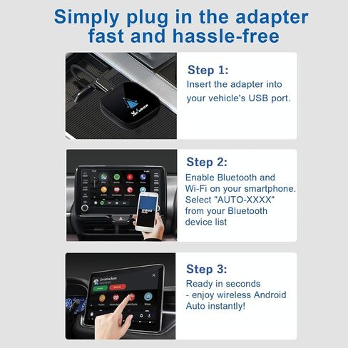 Android Auto Wireless Adapter لـ Car ، Android Auto Dongle Plug & Play Easy Setup يدعم المساعد الصوتي Low Forency ، تحديث عبر الإنترنت ، Connect for 2016+ Cars in Saudi Arabia