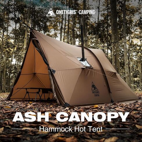خيمة onetigris ash canopy hammock الساخنة ، خيمة واسعة مقاومة للماء 4 موسم مع أعمدة للتخييم ، المشي لمسافات طويلة ، bushcrafting ، البقاء على قيد الحياة ، رحلات السيارات in Saudi Arabia