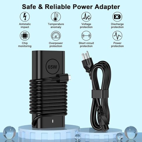 65W USB C شاحن الكمبيوتر المحمول متوافق مع Dell XPS 13 Chromebook 3100 3110 Latitude 5420 5410 5430 5450 5540 7410 7420 7440 9350 9380 9360 DA65NM190 LA65NM190 Computer AC Adapter in Kuwait