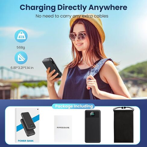 Portable Charger 36800mAh, USB C Input/Output Power Bank, 5 Outputs Battery Pack, IP65 Solar Charger with LED Flashlight, Solar Power Bank Compatible with iPhone 13 12 11 LG Samsung S20 Google in Kuwait