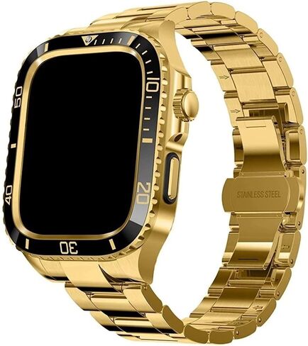 316l Stainless Steel Watch Strap & Case，For Apple Watch 45mm 44mm 9/8/7/6/5/4/SE, Mod Kit Bumper Case Integrated Bracelet with Clasp for Men in Saudi Arabia