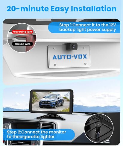 AUTO-VOX Wireless Backup Camera: 5" 1080P HD Dual-Channel Monitor, Easy Installation,Stable Digital Transmission Signal,IP69K Waterproof Night Vision Back Up Camera for Truck,SUV,Pickup,Car,Trailer in Saudi Arabia