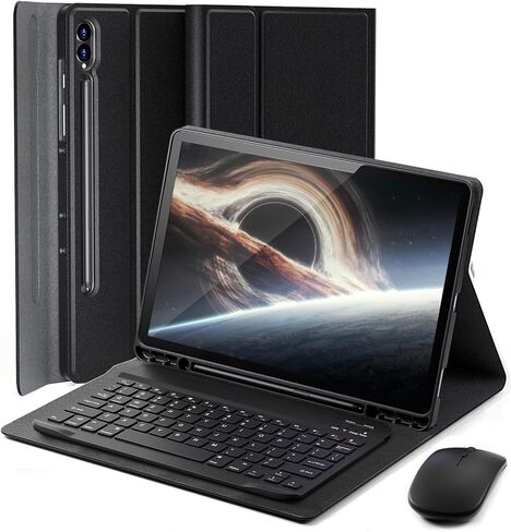 لوحة مفاتيح CASE لـ Samsung Galaxy Tab S10 Ultra / S9 Ultra 14.6 Inch / S8 Ultra 14.6 Inch - Mouse و Desachable Keyboard مع حامل القلم S - Black in Kuwait