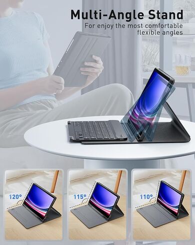 لوحة مفاتيح CASE لـ Samsung Galaxy Tab S10 Ultra / S9 Ultra 14.6 Inch / S8 Ultra 14.6 Inch - Mouse و Desachable Keyboard مع حامل القلم S - Black in Kuwait