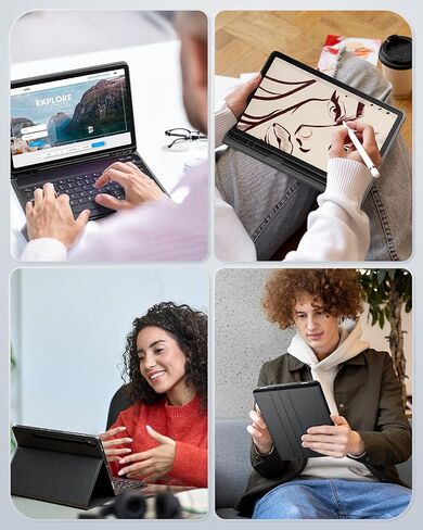 لوحة مفاتيح CASE لـ Samsung Galaxy Tab S10 Ultra / S9 Ultra 14.6 Inch / S8 Ultra 14.6 Inch - Mouse و Desachable Keyboard مع حامل القلم S - Black in Kuwait