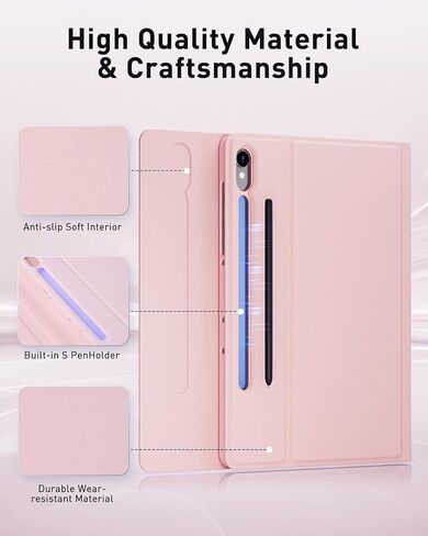 Keyboard Case for Samsung Galaxy Tab S10 Ultra / S9 Ultra / S8 Ultra 14.6 inch - with Wireless Detachable Bluetooth Keyboard and Mouse, Built-in Pen Slot, Lightweight and Portable - Pink in Saudi Arabia