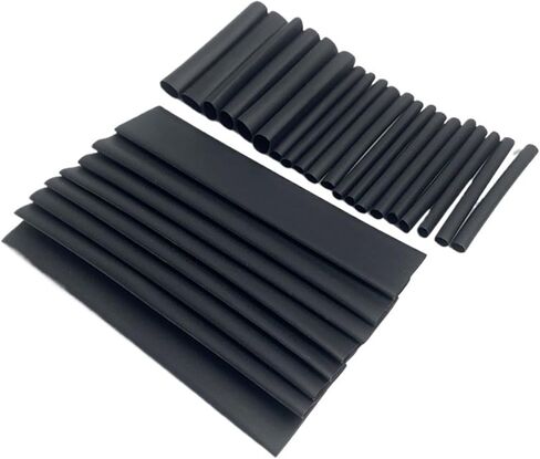 127pcs/lot Heat Shrink Tubing 7.28m 2:1 Black Tube Car Cable Sleeving Assortment Wrap Wire Kit with Polyolefin Assortment in Saudi Arabia
