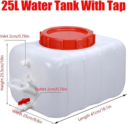 خزان المياه البلاستيكي 25L/35L/50L/80L/110L/200L حاوية مياه ， خزان مياه مياه الأمطار ， برج مياه مستطيل من الفائدة مع صنبور لتخزين المياه المنزلية (الحجم: 25L) in Saudi Arabia