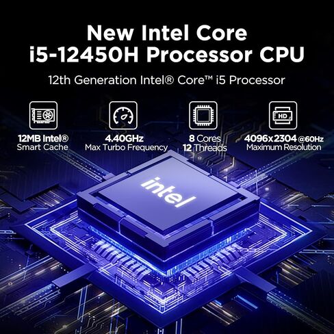 Mini PC Windows 11 pro Mini Computer i5-12450H(8C/12T, up to 4.4GHz), 16GB DDR4 512GB M.2 PCIe4.0 SSD Micro PC Support 4K Quadruple Display, Mini Desktop Computer for Games Office Home School in Kuwait