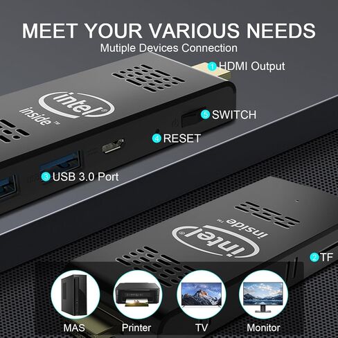 Mini PC Stick with Intel Atom Z8350 & Windows 10 Pro,Mini PC 4GB RAM 128GB ROM,Intel Stick pc Support Auto Power on,HD 4K on Business Office Industrial IOT Media Home in Saudi Arabia